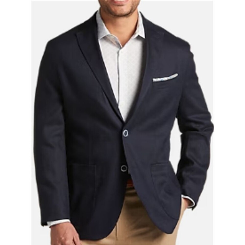 Joseph Abboud Linen Blazer Men Large Blue Comfort Preppy Modern Fit Unstructured